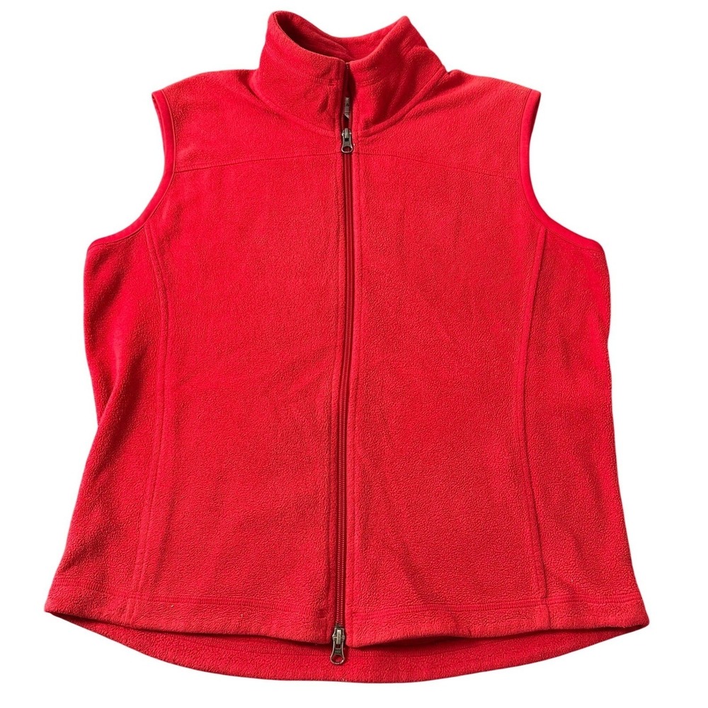 Cutter &‎ Buck Womens Red Fleece Full Zip Vest Size Medium M Outdoor Layering